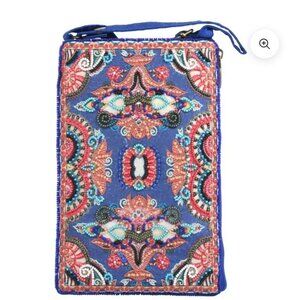 Bamboo Trading Company Club Bag Bucha Ukrainian Blue Beaded Crossbody Purse